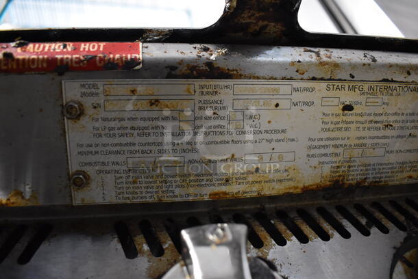 Star 8124RRBB Stainless Steel Commercial Countertop Natural Gas Powered Charbroiler Grill. 24x39x18 - Image 6 of 6