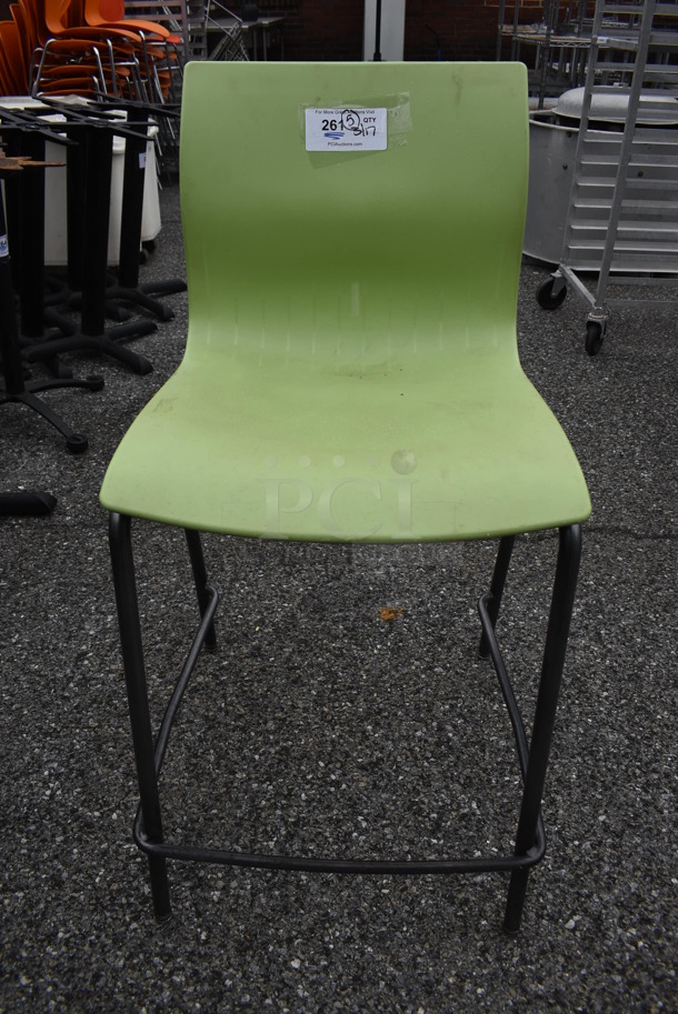 8 Green Poly Bar Height Chairs on Metal Legs. Stock Picture - Cosmetic Condition May Vary. 20x24x38. 8 Times Your Bid! - Image 1 of 5