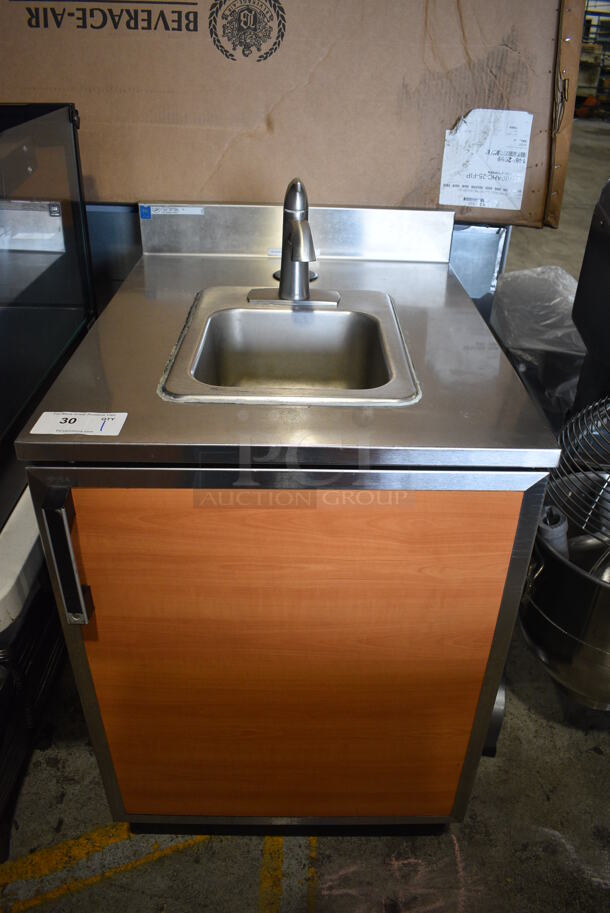 Duke Stainless Steel Commercial Counter w/ Sink Basin, Faucet and Wood Pattern Door. 24x34x41. Bay 10x11x6 - Image 1 of 6