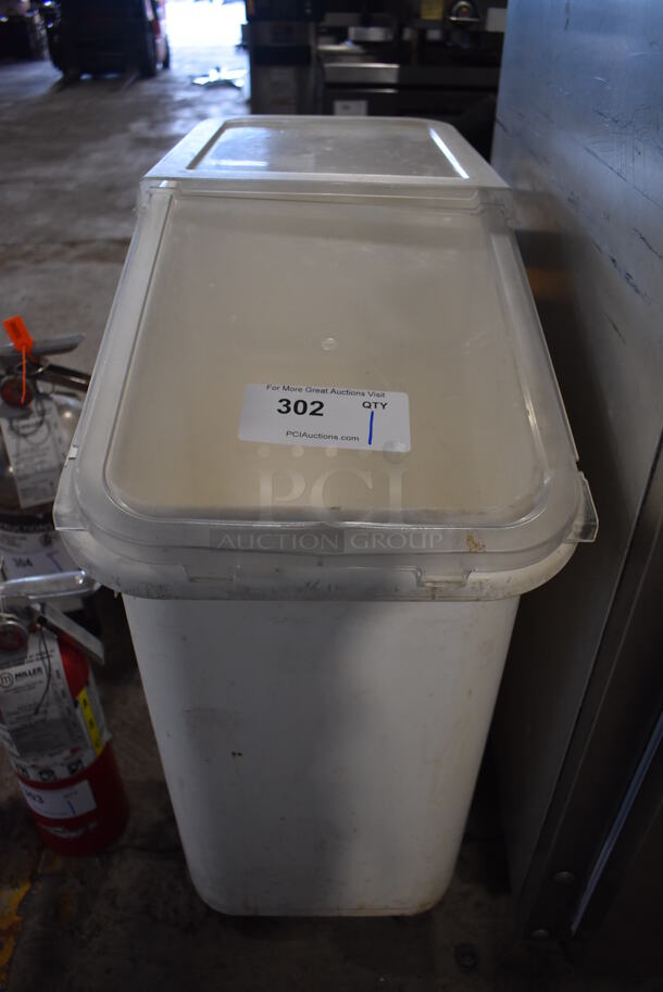 White Poly Ingredient Bin on Commercial Casters. 13x30x30