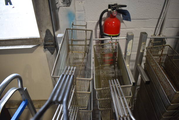 Metal Commercial Floor Style Fry Basket Dolly w/ 19 Metal Fry Baskets on Commercial Casters. 18x27x53 - Image 2 of 5