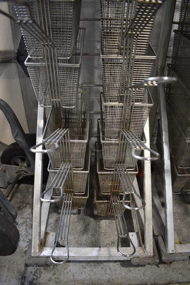 Metal Commercial Floor Style Fry Basket Dolly w/ 19 Metal Fry Baskets on Commercial Casters. 18x27x53 - Image 3 of 5