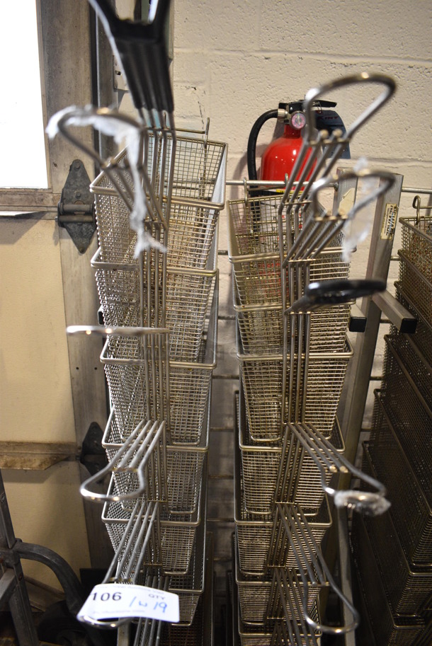 Metal Commercial Floor Style Fry Basket Dolly w/ 19 Metal Fry Baskets on Commercial Casters. 18x27x53 - Image 4 of 5