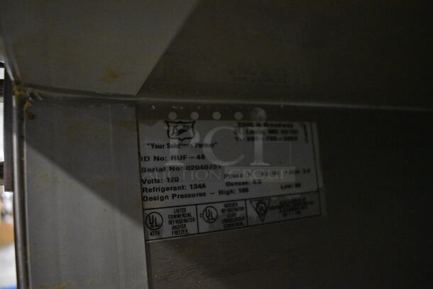 Duke RUF-48 Stainless Steel Commercial 2 Door Work Top Cooler. 120 Volts, 1 Phase. 48x31x40. Tested and Working! - Image 7 of 7