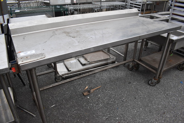 Stainless Steel Table w/ Commercial Can Opener Mount and Back Splash on Commercial Casters. 74x30x40.5 - Image 2 of 5