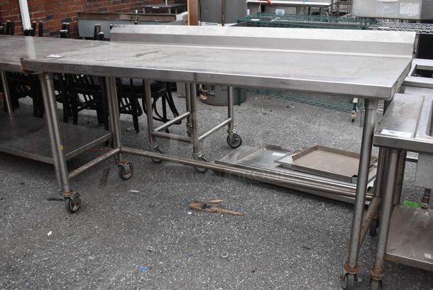 Stainless Steel Table w/ Commercial Can Opener Mount and Back Splash on Commercial Casters. 74x30x40.5 - Image 3 of 5