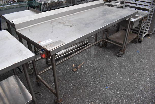 Stainless Steel Table w/ Commercial Can Opener Mount and Back Splash on Commercial Casters. 74x30x40.5 - Image 4 of 5