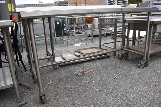 Stainless Steel Table w/ Commercial Can Opener Mount and Back Splash on Commercial Casters. 74x30x40.5 - Image 5 of 5
