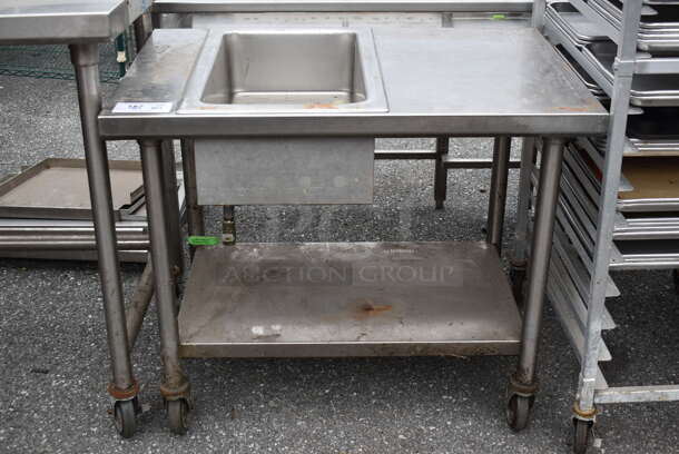 Stainless Steel Counter w/ Insert and Under Shelf on Commercial Casters. 36x24x31 - Image 1 of 4