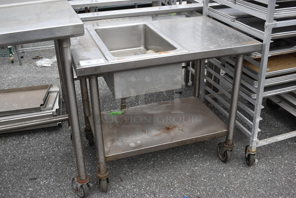 Stainless Steel Counter w/ Insert and Under Shelf on Commercial Casters. 36x24x31 - Image 2 of 4