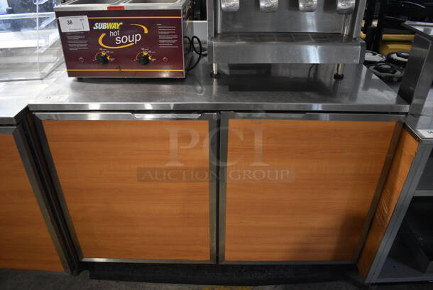 Duke SUBP-48M Stainless Steel Counter w/ 2 Wood Pattern Doors. 48x30x40