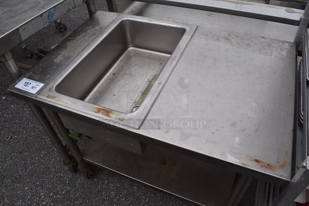 Stainless Steel Counter w/ Insert and Under Shelf on Commercial Casters. 36x24x31 - Image 4 of 4