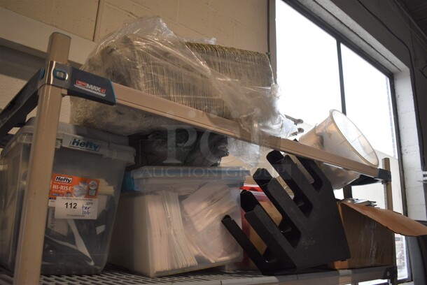 ALL ONE MONEY! Tier Lot of Various Items Including Paper Products and Drop In Bin Lids - Image 1 of 5