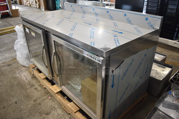BRAND NEW SCRATCH AND DENT! Beverage Air WTR60AHC-25-FIP Stainless Steel Commercial Worktop 2 Door Back Bar Cooler Merchandiser. 115 Volts, 1 Phase. 60x29x34. Tested and Working! - Image 4 of 10