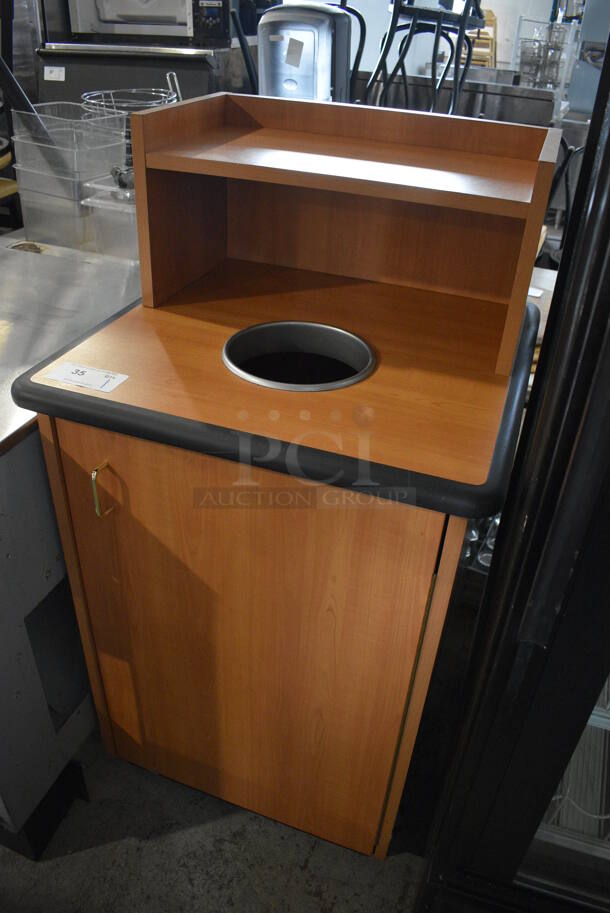 Wood Pattern Trash Can Shell w/ Trash Deposit Hole, Tray Return and Door. 25.5x25.5x48 - Image 2 of 6