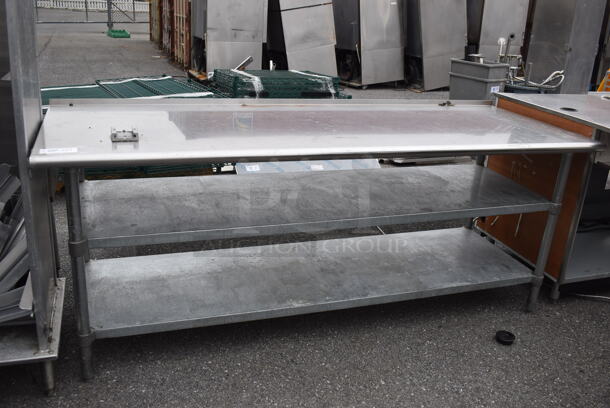 Stainless Steel Table w/ 2 Metal Under Shelves. 84x30x34.5
