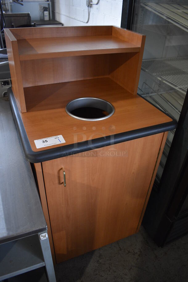 Wood Pattern Trash Can Shell w/ Trash Deposit Hole, Tray Return and Door. 25.5x25.5x48 - Image 3 of 6