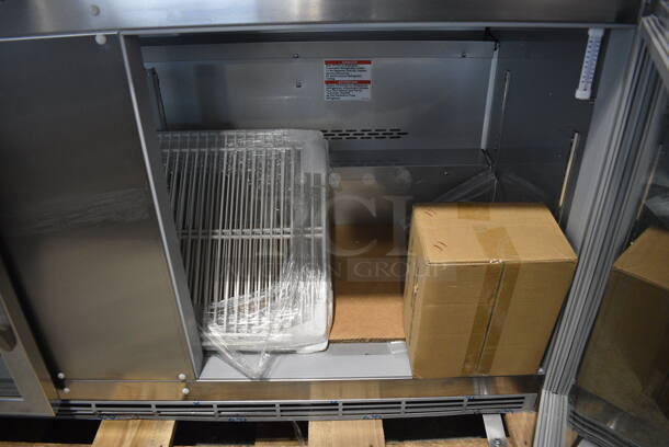 BRAND NEW SCRATCH AND DENT! Beverage Air WTR60AHC-25-FIP Stainless Steel Commercial Worktop 2 Door Back Bar Cooler Merchandiser. 115 Volts, 1 Phase. 60x29x34. Tested and Working! - Image 6 of 10