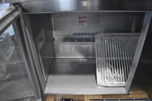 BRAND NEW SCRATCH AND DENT! Beverage Air WTR60AHC-25-FIP Stainless Steel Commercial Worktop 2 Door Back Bar Cooler Merchandiser. 115 Volts, 1 Phase. 60x29x34. Tested and Working! - Image 7 of 10