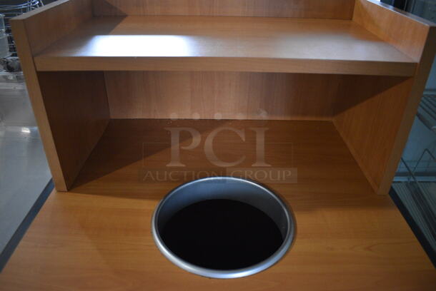 Wood Pattern Trash Can Shell w/ Trash Deposit Hole, Tray Return and Door. 25.5x25.5x48 - Image 5 of 6