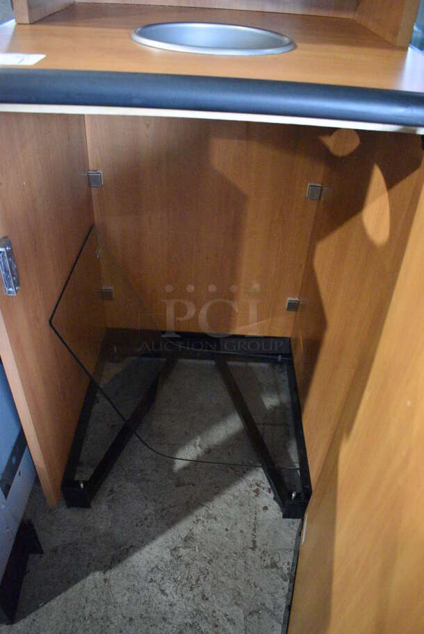 Wood Pattern Trash Can Shell w/ Trash Deposit Hole, Tray Return and Door. 25.5x25.5x48 - Image 6 of 6