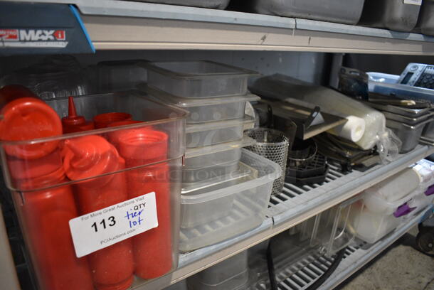 ALL ONE MONEY! Tier Lot of Various Items Including Poly Bins, Poly Condiment Bottles and Stainless Steel Drop In Bins - Image 6 of 6