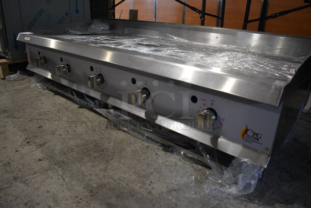 BRAND NEW SCRATCH AND DENT! Cooking Performance Group GT-CPG-60-NL Stainless Steel Commercial Countertop 60" Natural Gas Flat Top Griddle with Thermostatic Controls. 150,000 BTU. Tested and Working! - Image 3 of 6
