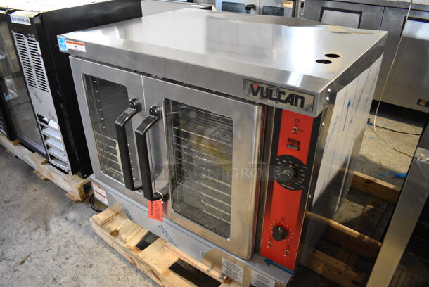 BRAND NEW SCRATCH AND DENT! Vulcan VC4ED Stainless Steel Commercial Electric Powered Single Deck Full Size Electric Convection Oven. 208 Volts, 1/3 Phase. 40.5x42x32. Tested and Working!
 - Image 2 of 6
