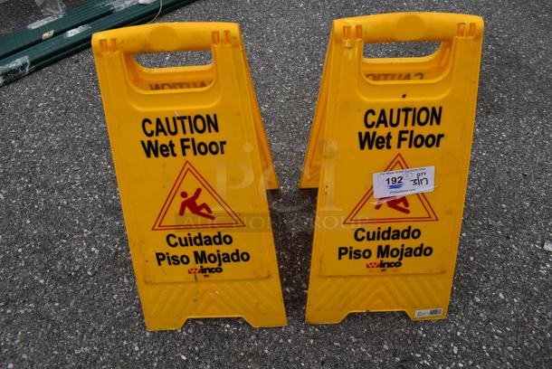 2 Yellow Poly Wet Floor Caution Signs. 9x0.5x24. 2 Times Your Bid!