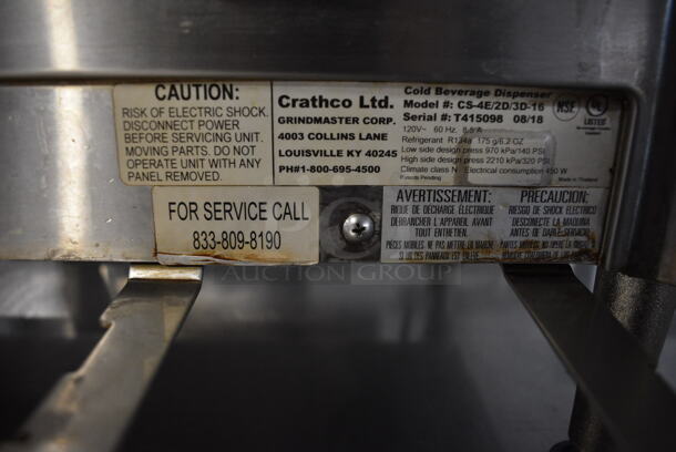 Crathco CS-4E/2D/3D-16 Stainless Steel Commercial Countertop 4 Hopper Refrigerated Beverage Machine. 120 Volts, 1 Phase. 21.5x17.5x27.5. Tested and Working! - Image 6 of 8