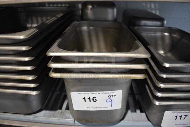 9 Stainless Steel 1/3 Size Drop In Bins. 1/3x6. 9 Times Your Bid!