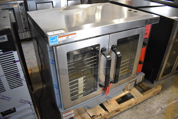 BRAND NEW SCRATCH AND DENT! Vulcan VC4ED Stainless Steel Commercial Electric Powered Single Deck Full Size Electric Convection Oven. 208 Volts, 1/3 Phase. 40.5x42x32. Tested and Working!
 - Image 5 of 6