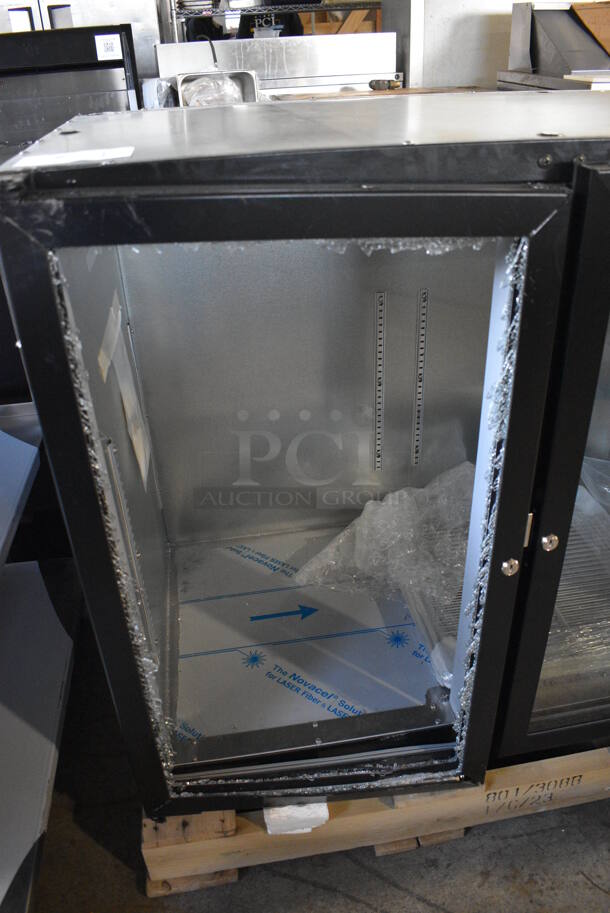 BRAND NEW SCRATCH AND DENT! Beverage-Air BB48HC-1-G-B-WINE Stainless Steel Commercial 48" Back Bar 2 Door Cooler Merchandiser. See Pictures For Glass Damage to Left Door. 115 Volts, 1 Phase. 48x23.5x34. Tested and Working! - Image 4 of 8
