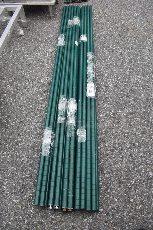 ALL ONE MONEY! Lot of 20 Green Finish Wire Shelving Unit Poles. 74.5" - Image 3 of 4
