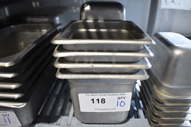 10 Stainless Steel 1/6 Size Drop In Bins. 1/6x6. 10 Times Your Bid!