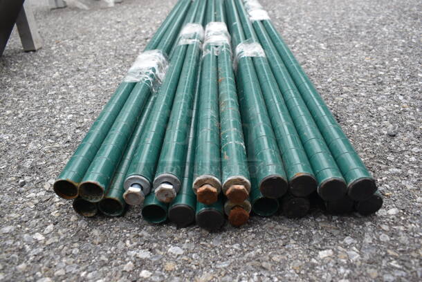 ALL ONE MONEY! Lot of 20 Green Finish Wire Shelving Unit Poles. 74.5" - Image 4 of 4