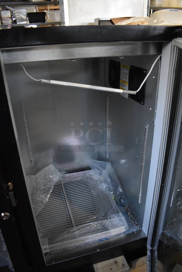 BRAND NEW SCRATCH AND DENT! Beverage-Air BB48HC-1-G-B-WINE Stainless Steel Commercial 48" Back Bar 2 Door Cooler Merchandiser. See Pictures For Glass Damage to Left Door. 115 Volts, 1 Phase. 48x23.5x34. Tested and Working! - Image 6 of 8