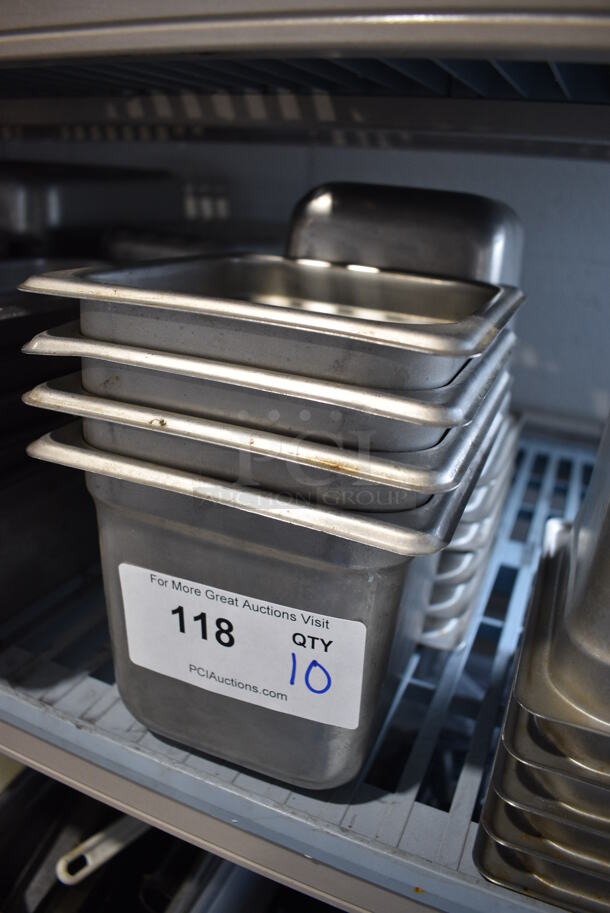 10 Stainless Steel 1/6 Size Drop In Bins. 1/6x6. 10 Times Your Bid! - Image 3 of 3