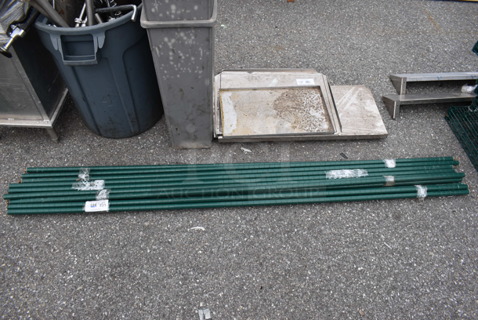 ALL ONE MONEY! Lot of 16 Green Finish Wire Shelving Unit Poles. 86"