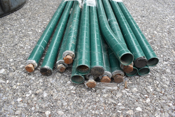 ALL ONE MONEY! Lot of 16 Green Finish Wire Shelving Unit Poles. 86" - Image 5 of 5
