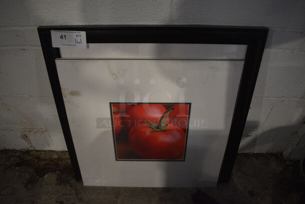 Framed Picture of Cucumber Slices and Print of Tomato. 26x1x26 - Image 1 of 3