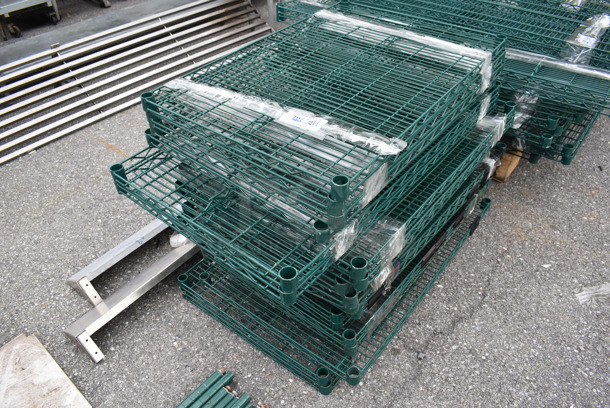 ALL ONE MONEY! Lot of 20 Green Finish Wire Shelves. 36x24x1.5 - Image 2 of 5