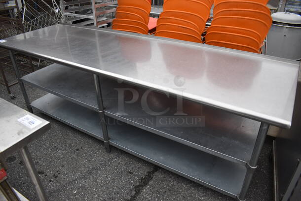 Stainless Steel Table w/ 2 Metal Under Shelves. 96x30x34.5