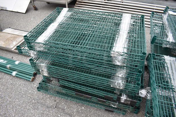 ALL ONE MONEY! Lot of 20 Green Finish Wire Shelves. 36x24x1.5 - Image 3 of 5