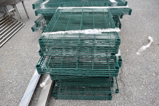 ALL ONE MONEY! Lot of 20 Green Finish Wire Shelves. 36x24x1.5 - Image 4 of 5