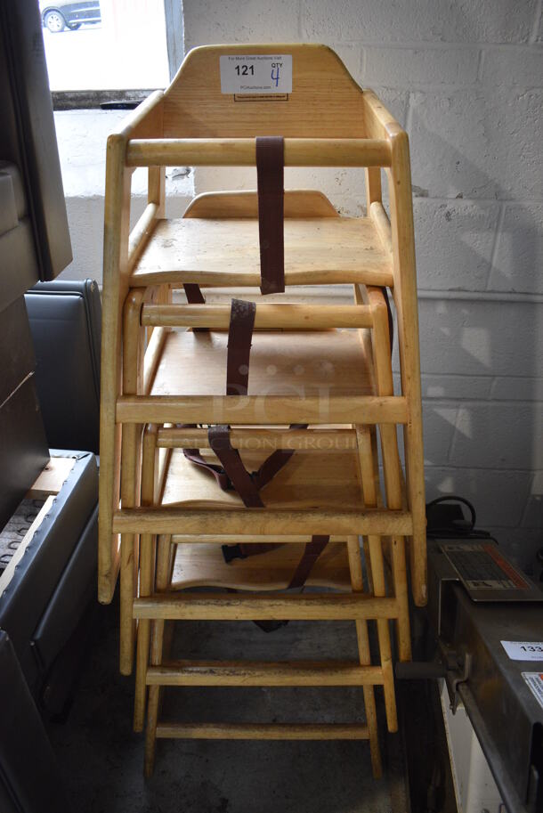 4 Wooden High Chairs. 20x20x31. 4 Times Your Bid!