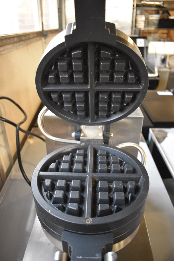 LIKE NEW! FY-2M2H Stainless Steel Commercial Countertop Electric Powered Waffle Maker. 120 Volts, 1 Phase. 11x21x12. Tested and Working! - Image 7 of 11