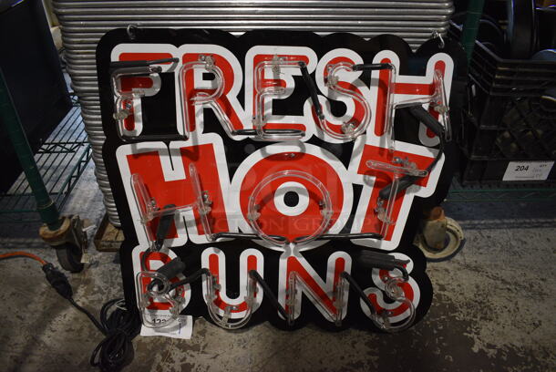 Fresh Hot Buns Neon Light Up Sign. Buyer Must Pick Up - We Will Not Ship This Item. 22x3x23. Tested and Does Not Power On