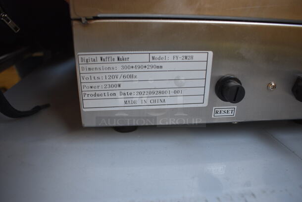 LIKE NEW! FY-2M2H Stainless Steel Commercial Countertop Electric Powered Waffle Maker. 120 Volts, 1 Phase. 11x21x12. Tested and Working! - Image 9 of 11