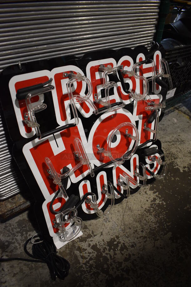 Fresh Hot Buns Neon Light Up Sign. Buyer Must Pick Up - We Will Not Ship This Item. 22x3x23. Tested and Does Not Power On - Image 3 of 3